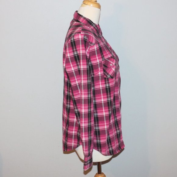 Vintage OP Ocean Pacific Front Snap Close Adjustable Sleeves Shirt Top Jr Large - Picture 4 of 8